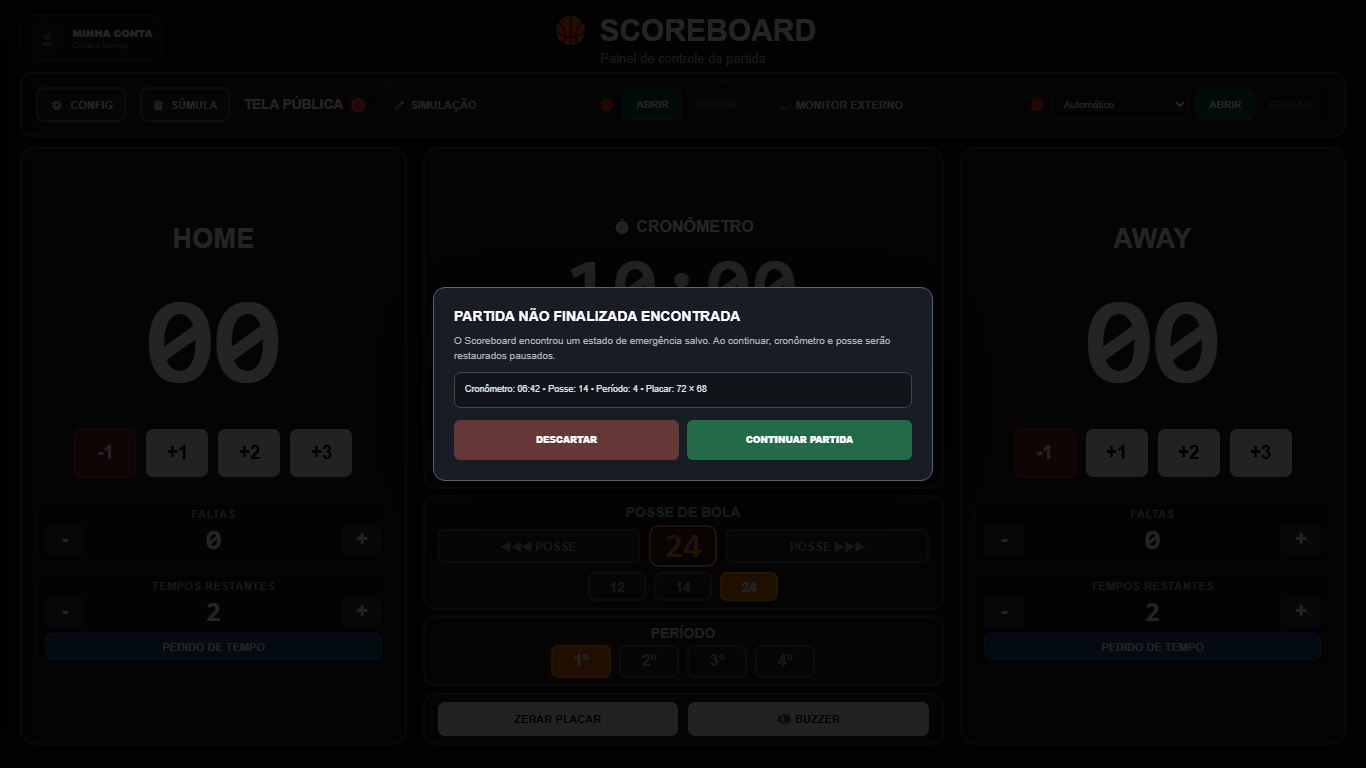 Interface real de recuperação de emergência do APITA PRO